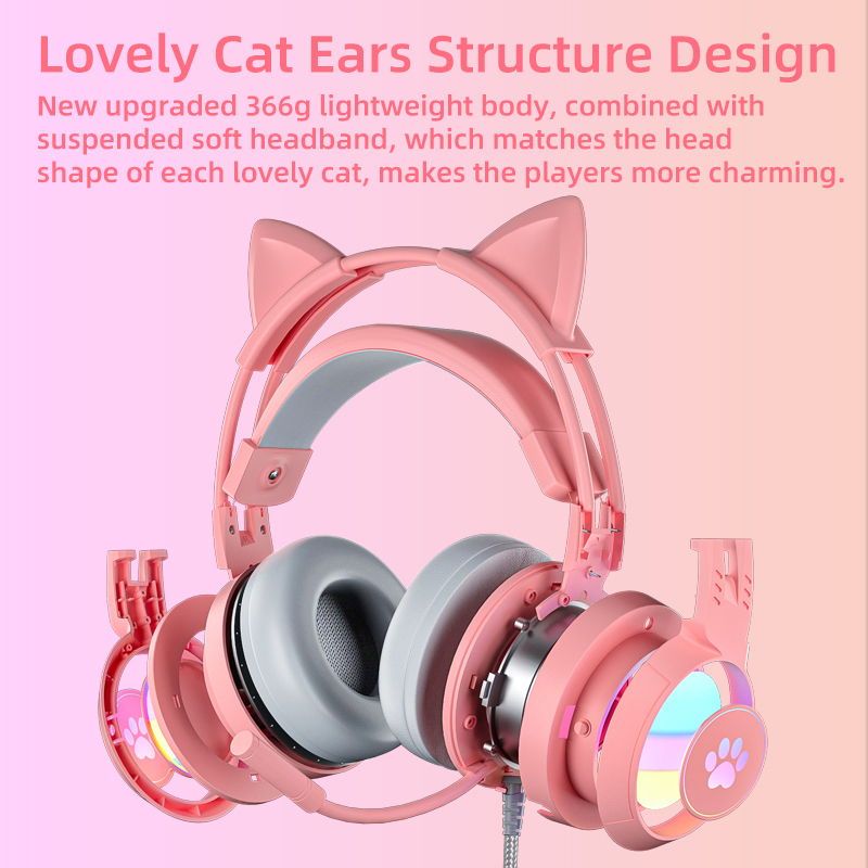 Cat Ear Gaming Headset Pink Cu - Pc Gaming Pink review and price